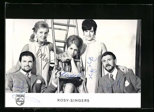 AK Musiker-Gruppe Rosy-Singers mit Autogrammen