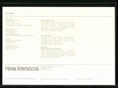 AK Musiker-Gruppe Eruption mit tollen Haarschmuck