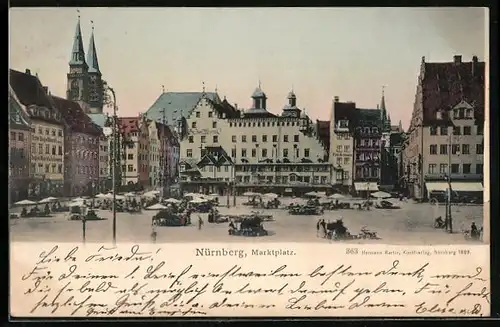AK Nürnberg, Marktplatz mit Cafe Hofmann