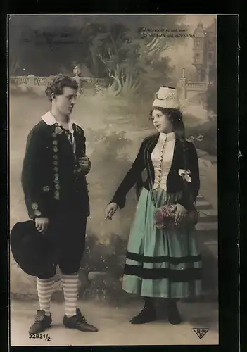 AK Szene aus der Operette Die Tochter des Regiments, Wohlan, sprich es aus...