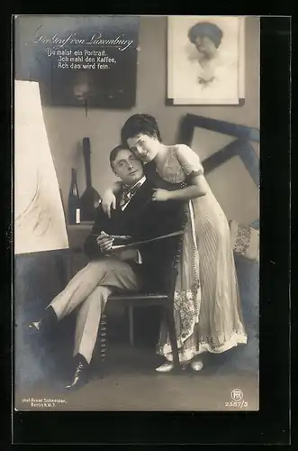 AK Szene aus der Operette Der Graf von Luxemburg, Du malst ein Portrait...