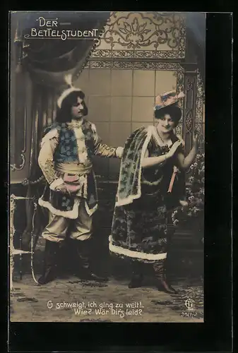 AK Operette Der Bettelstudent, Schauspieler in Bühnenkostümen