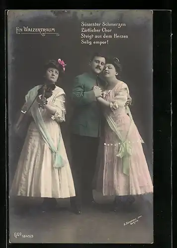 AK Szene aus der Operette Ein Walzertraum, Süssester Schmerzen zärtlicher Chor...