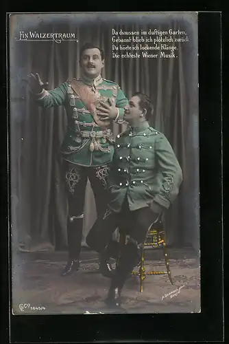 AK Szene aus der Operette Ein Walzertraum, Da draussen im duftigen Garten...