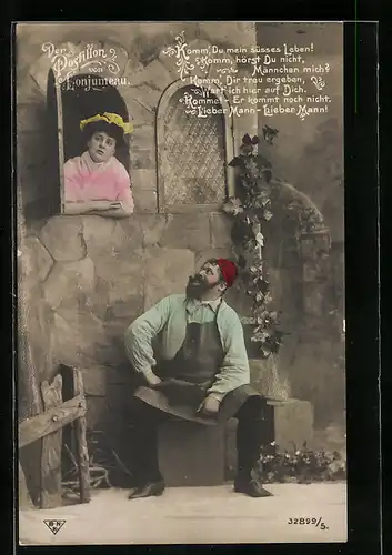 AK Szene aus der Operette Der Postillon von Lonjumeau, Komm` Du mein süsse Leben!...
