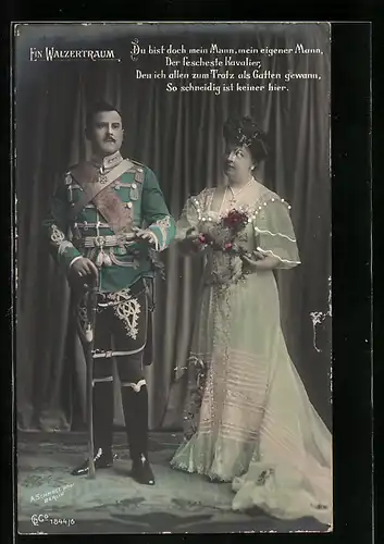 AK Szene aus der Operette Ein Walzertraum, Du bist doch mein Mann...