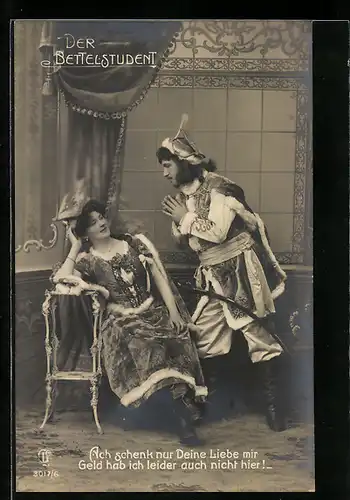 AK Szene aus der Operette Der Bettelstudent, Ach schenk nur Deine Liebe mir...