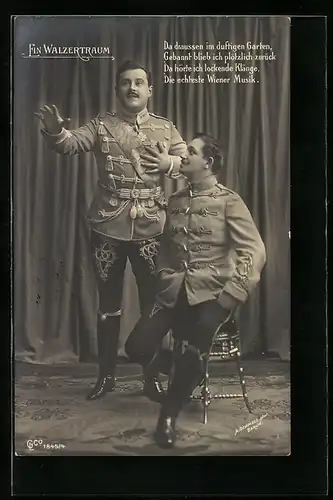 AK Szene aus der Operette Ein Walzertraum, Da draussen im duftigen Garten....