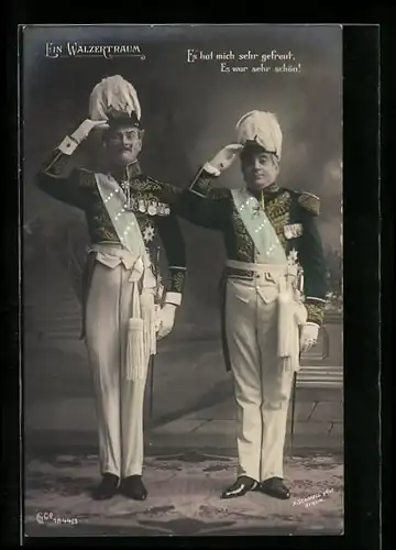 AK Szene aus der Operette Ein Walzertraum, Es hat mich sehr gefreut...