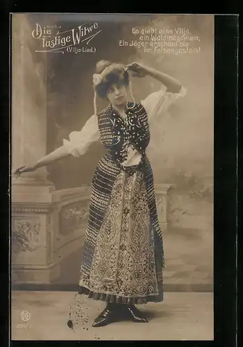 AK Operette Die lustige Witwe, Vilja-Lied, Es gibt eine Vilja...