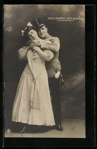 AK Ein Walzertraum, Sänger Mizzi Zwerenz und Fritz Werner, Operette