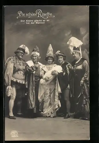 AK Darsteller in ihren Kostümen in der Operette Die schöne Risette