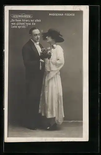 AK Darsteller Marischka und Fischer in ihren Kostümen in der Operette Wo die Lerche singt