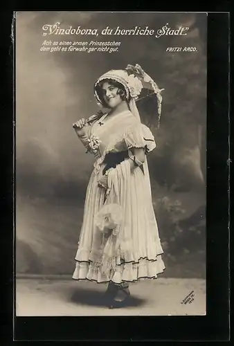 AK Operette Vindobona, du herrliche Stadt, Fritzi Arco mit Schrim