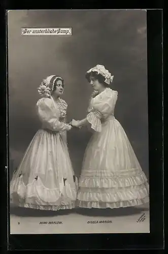 AK Schauspielerinnen Mimi Marlow und Gisela Marion in der Operette Der unsterbliche Lump