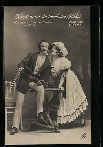 AK Vindobona, du herrliche Stadt, Szene mit Fritzi Arco und Oscar Sabo