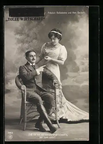 AK Operette Polnische Wirtschaft, Fräulein Belladonna und Herr Bechert