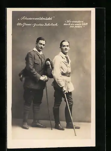 AK Darsteller Otto Glaser und Gustav Kahrbeck in der Operette Schwarzwaldmädel