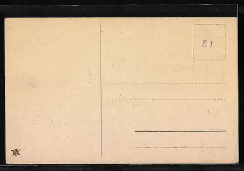 Künstler-AK Handgemalt: Landschaft mit Bäumen, Schablonenmalerei