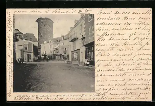 AK Allassac, Avenue de la gare et Tour de César