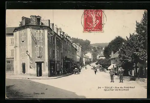 AK Tulle, Quartier de Souilhac, Rue du Pont-Neuf, Strassenpartie