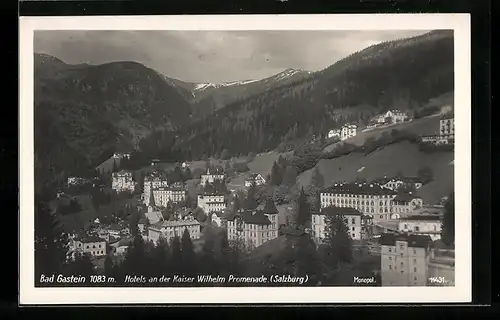 AK Bad Gastein, Hotels an der Kaiser Wilhelm Promenade