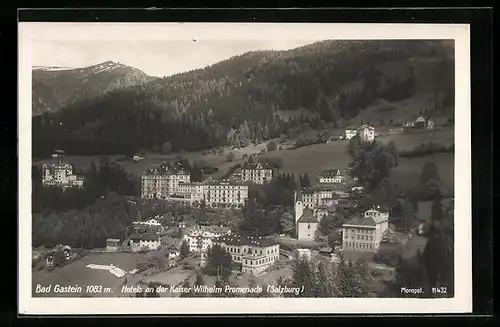 AK Bad Gastein, die Hotels an der Kaiser Wilhelm Promenade