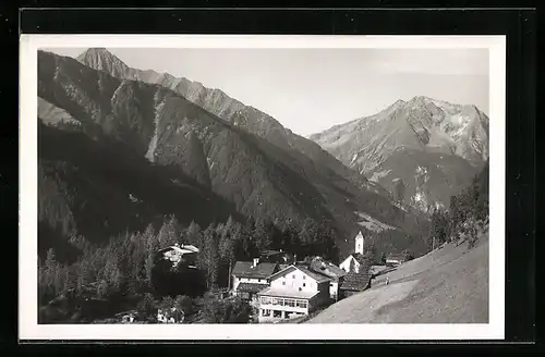 AK Brandberg, Ortsansicht mit Tristener und Grünberg im Zillertal