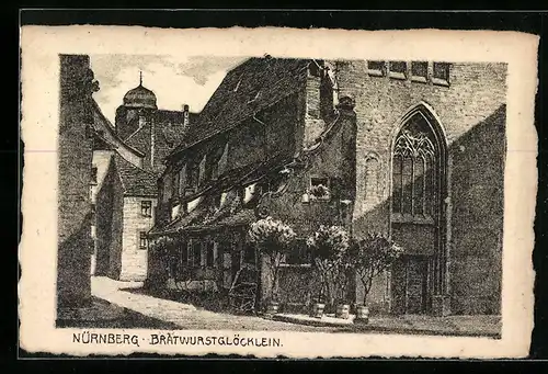 Künstler-AK Nürnberg, am Bratwurstglöcklein