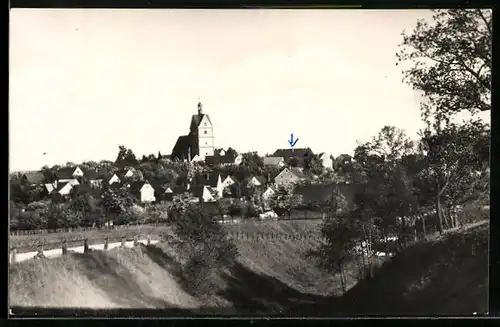 AK Ziegelheim bei Leipzig, Ortstotale mit der Kirche