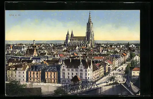 AK Ulm a. D., Generalansicht der Stadt mit dem Münster