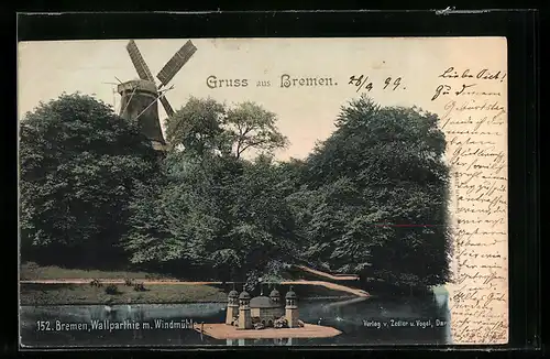 AK Bremen, Wallparthie mit Windmühle