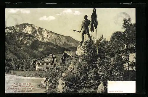 AK Kochel am See, Schmid Balthes Denkmal mit Jocheralm