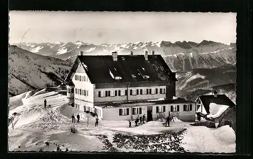 AK Schliersee, das Rotwand Haus im Schnee gegen Olperer und Rofam