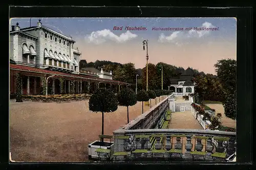 AK Bad Nauheim, Kurhausterrasse mit dem Musiktempel