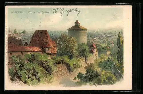 Lithographie Nürnberg, Partie am Neuthor