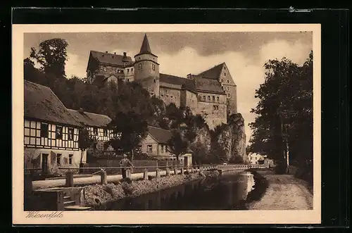 AK Wiesentfels, Flusspartie mit Burganlage
