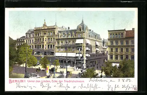 AK Berlin, Unter den Linden, Ecke der Friedrichstrasse mit Kranzler Eck