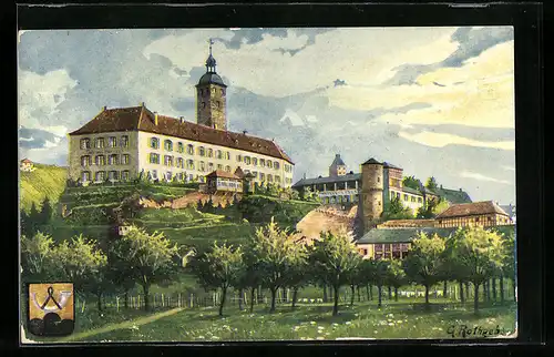 Künstler-AK Gundelsheim, Blick auf Schloss Hornegg