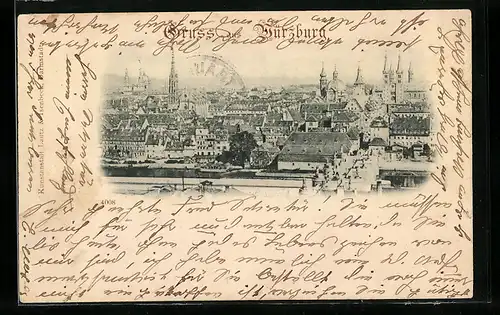 AK Würzburg, Generalansicht der Stadt