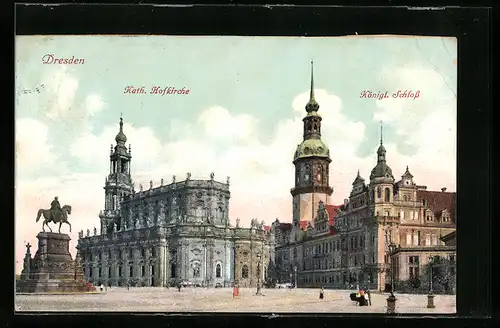 AK Dresden, Katholische Hofkirche, das Königliche Schloss