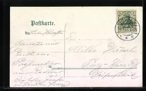 AK Pössneck, Teilansicht mit Fabriken