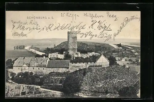 AK Schönburg a. S., Blick auf die alte Burg