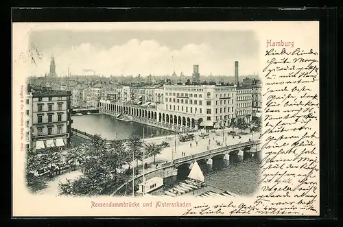 AK Hamburg, Reesendammbrücke und Alsterarkaden