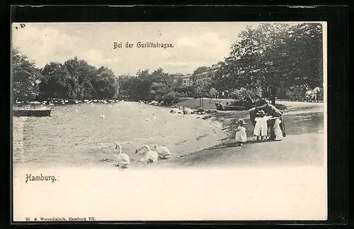 AK Hamburg-St.Georg, Kinder am Ufer bei der Gurlittstrasse