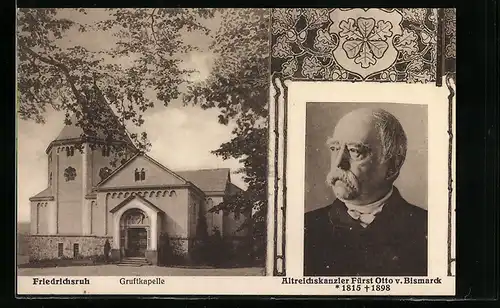 AK Friedrichsruh, Gruftkapelle, Portrait Otto v. Bismarck