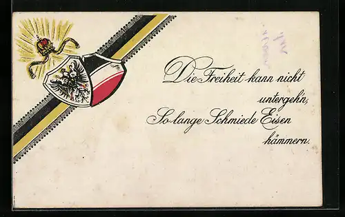AK Die Freiheit kann nicht untergeh`n..., Wappen und Fahnenband, Zweibund