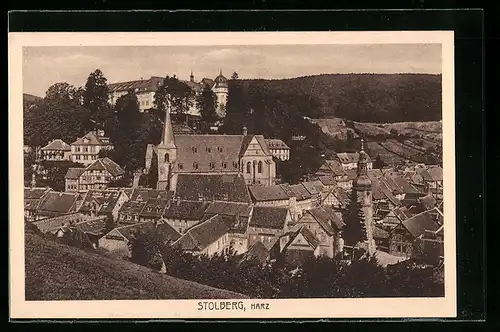 AK Stolberg, Ortsansicht mit Schloss und Kirche