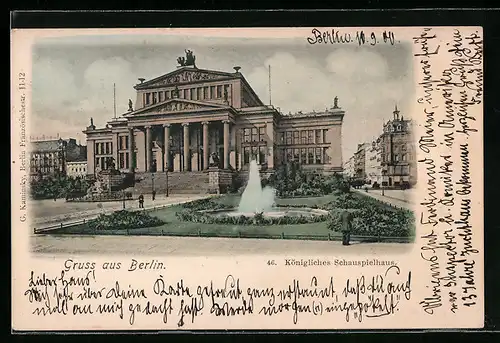 AK Berlin, vor dem Königlichen Schauspielhaus am Gendarmenmarkt