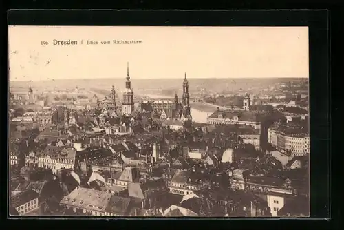 AK Dresden, Blick vom Rathausturm auf den Ort